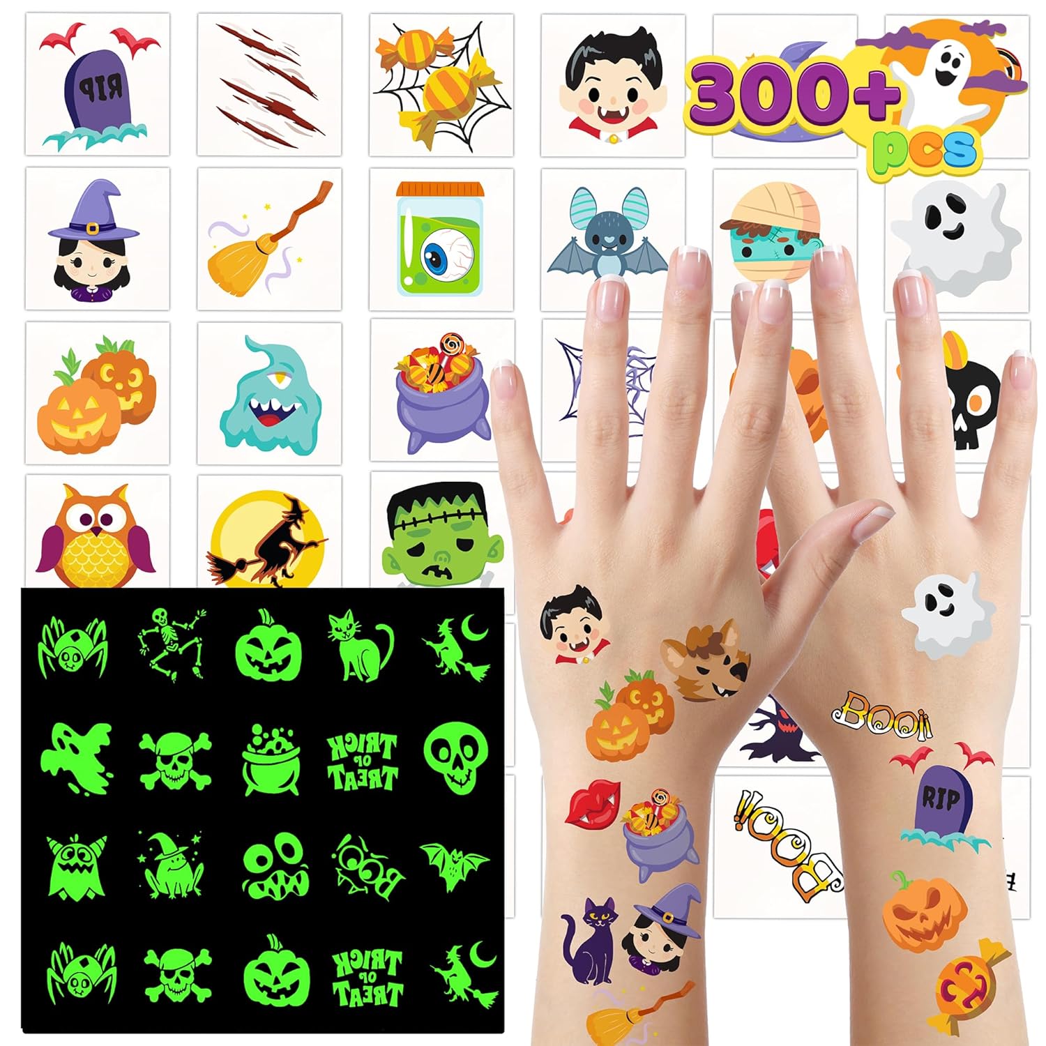 JOYIN 300 Halloween Tattoos for Kids