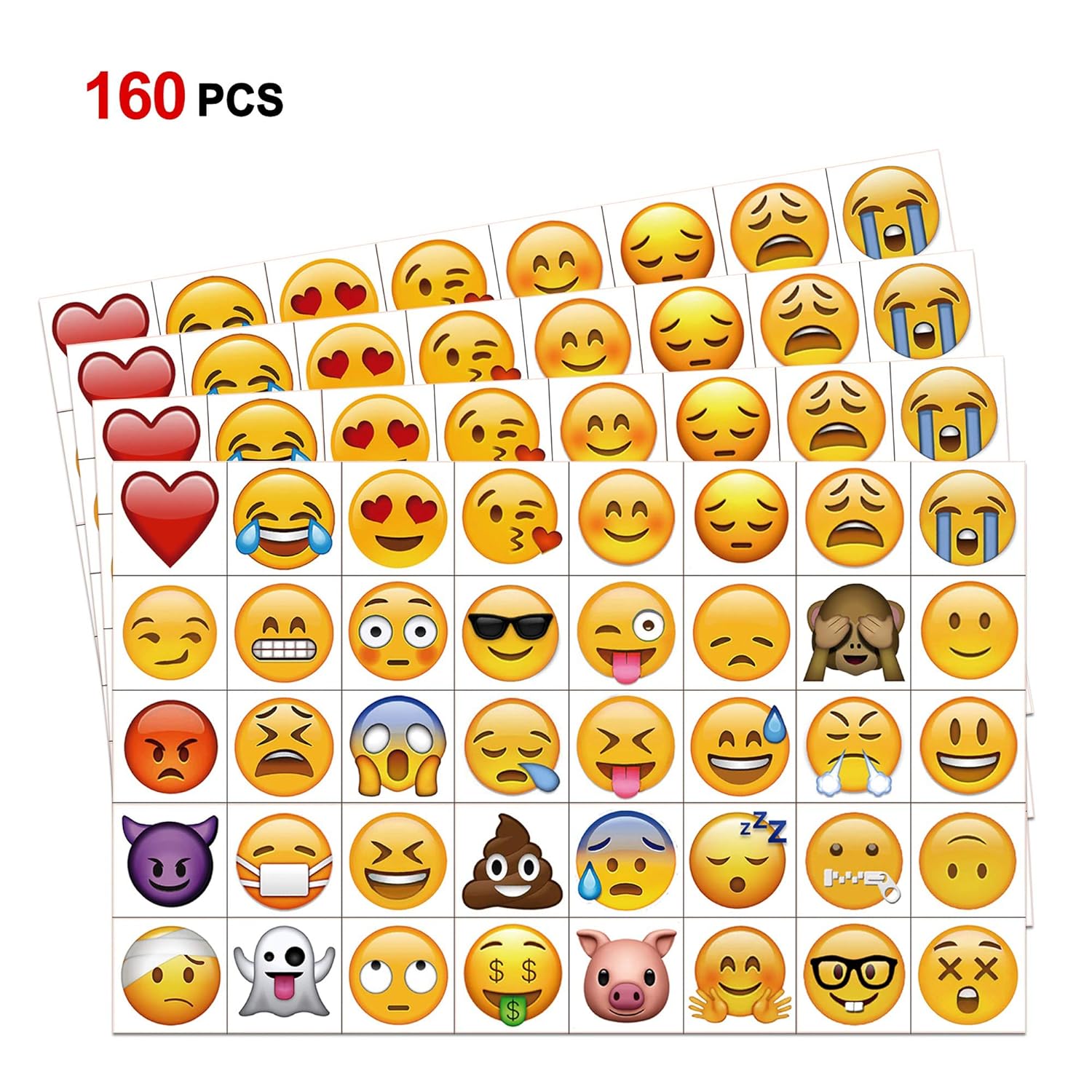 Konsait 160pcs 2inch Emoticon Temporary Tattoos