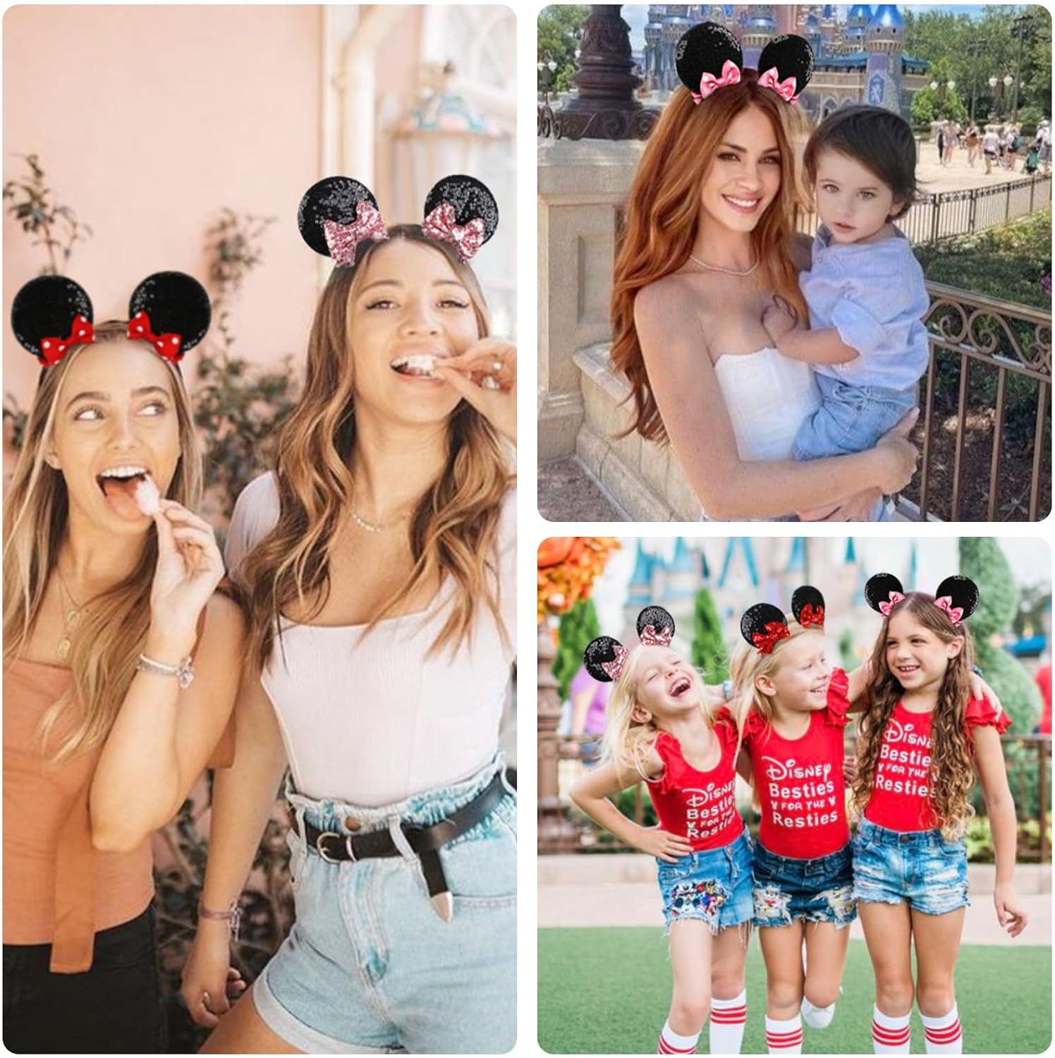 Tobeffect Mouse Ears Hair Clips Pack Cute Bow Accessories for Women