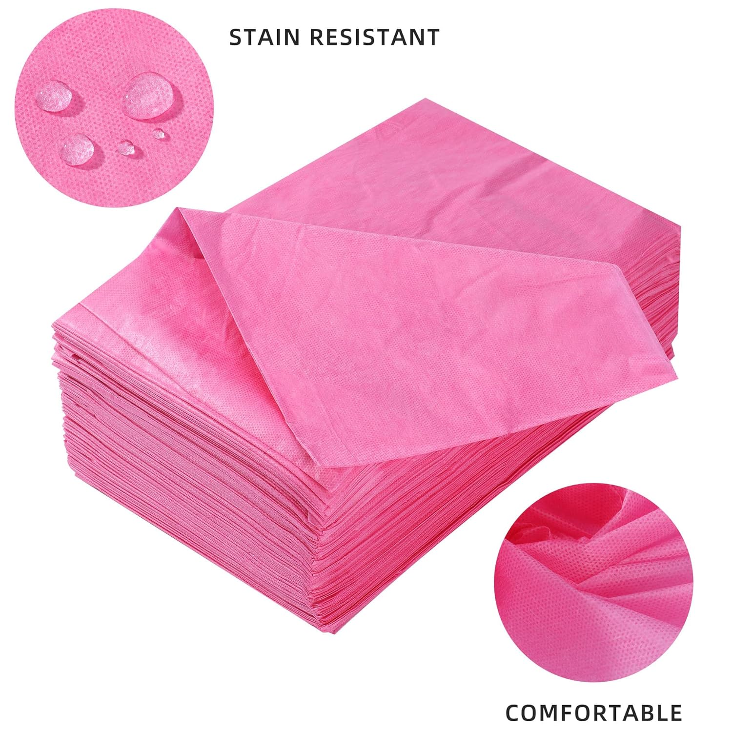 Uralili 200 Piece Disposable Non Woven Massage Table Sheet Set - Pink