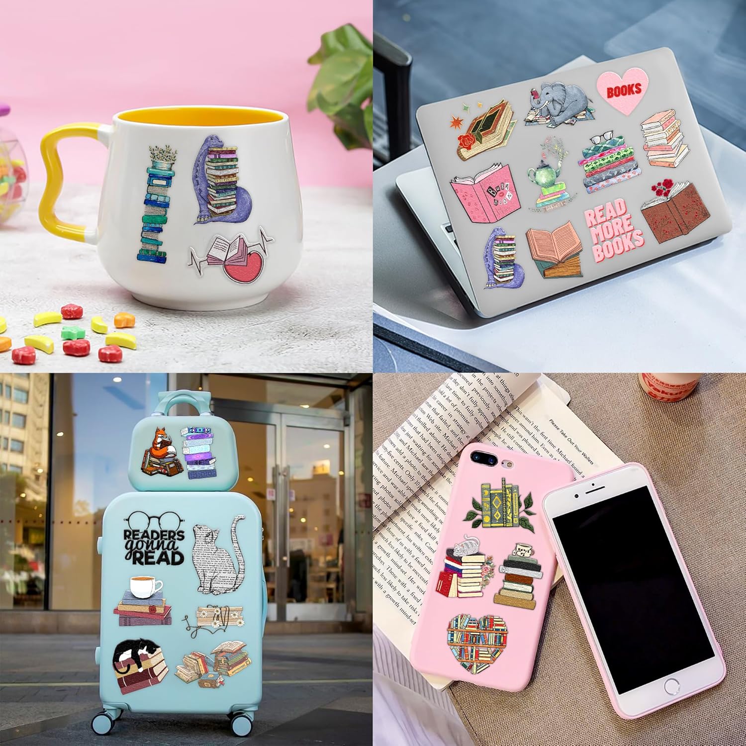 96 Pcs Book Themed Temporary Tattoos Sticker Sheet Set