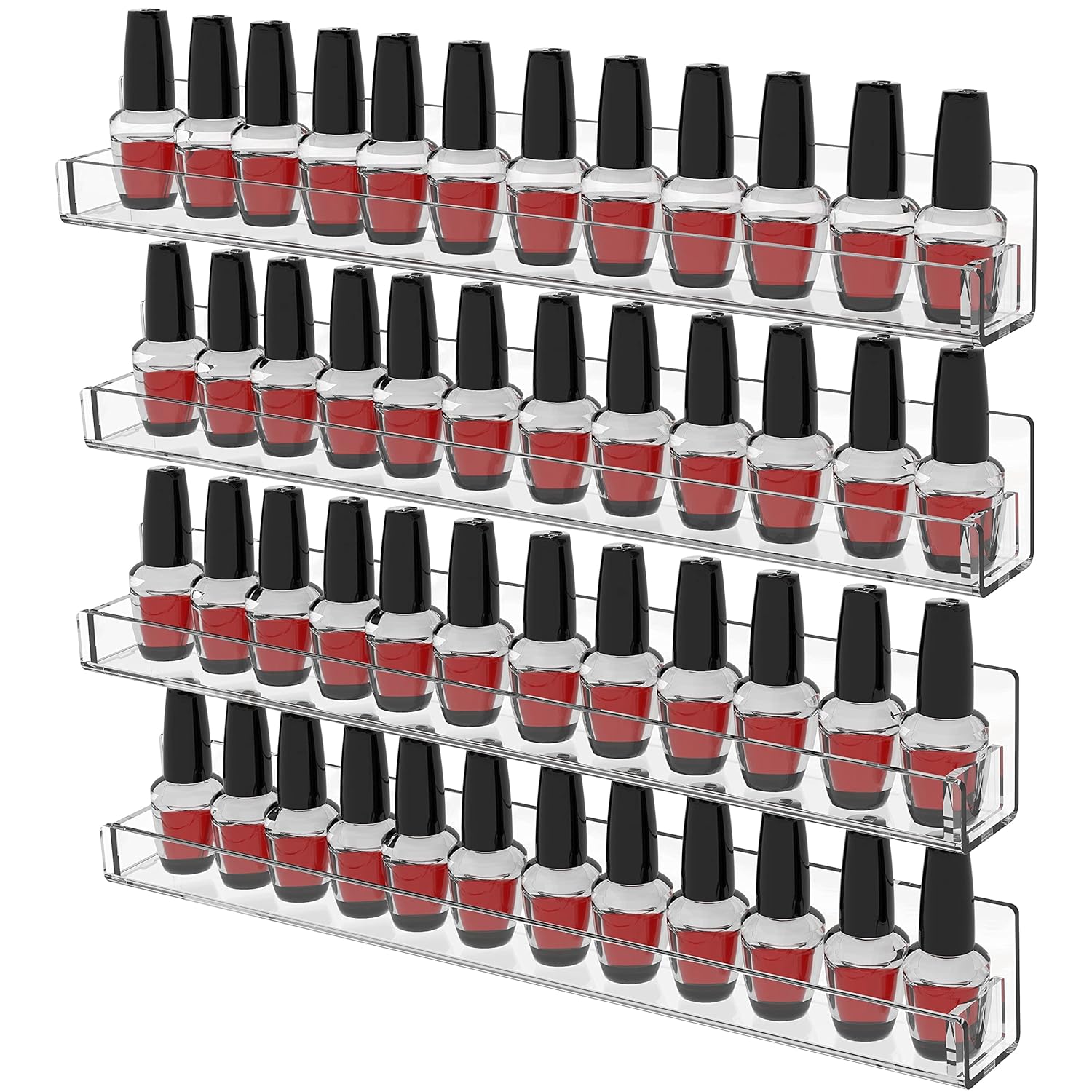 4 Pack Clear Acrylic Nail Polish Wall Shelves