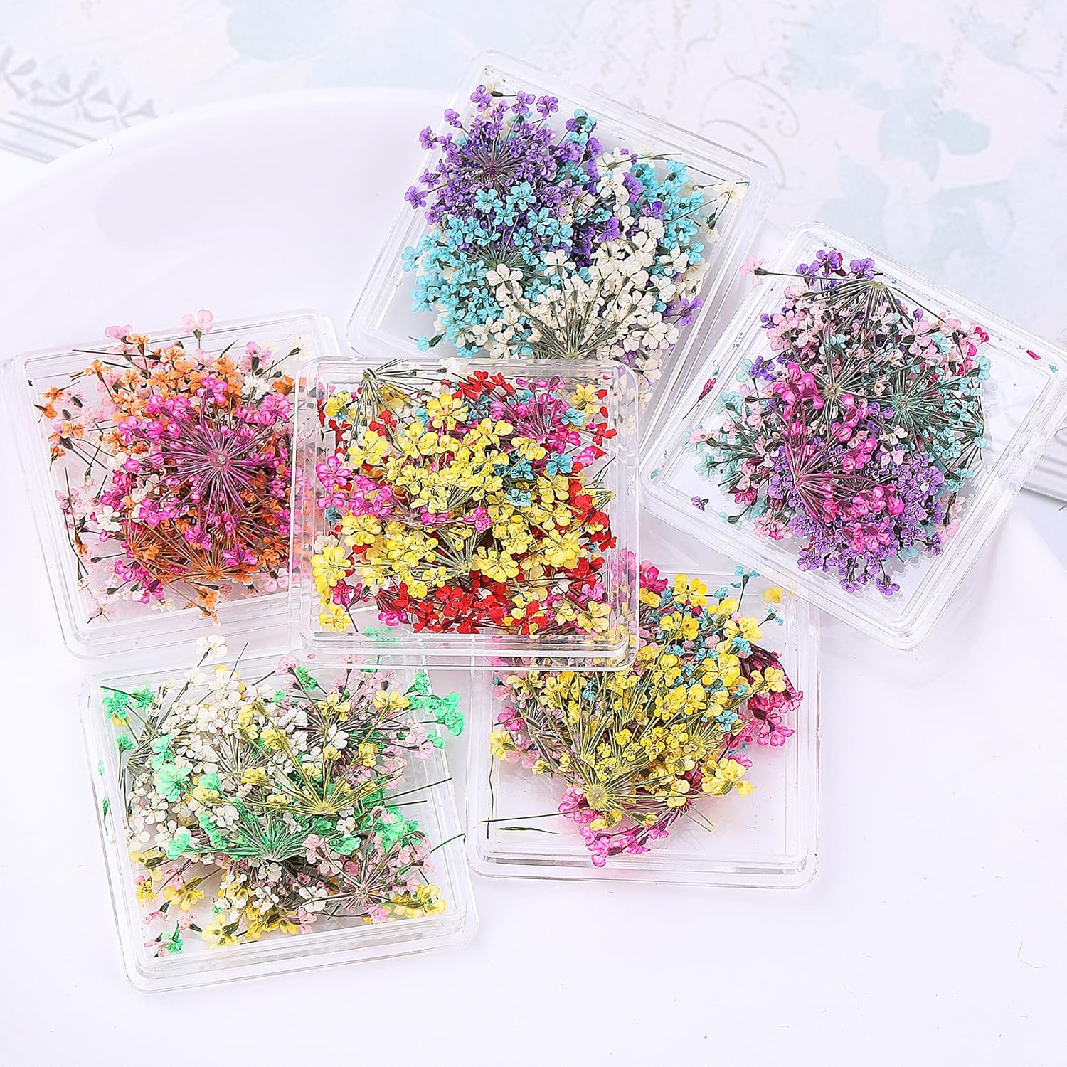 Dried Flowers Nail Art Stickers 6 Boxes with Tweezers