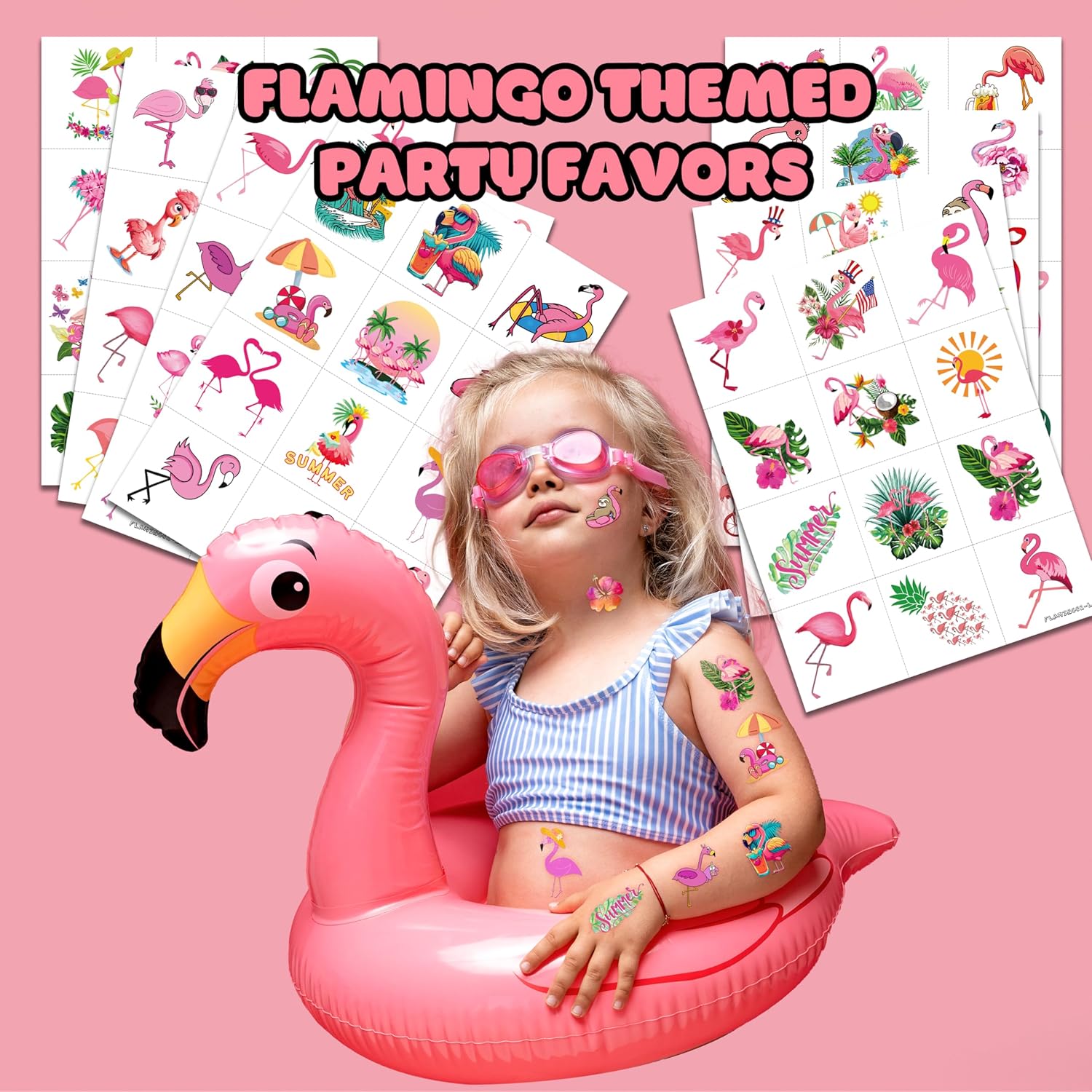 96 PCS Flamingo Temporary Sticker Decor