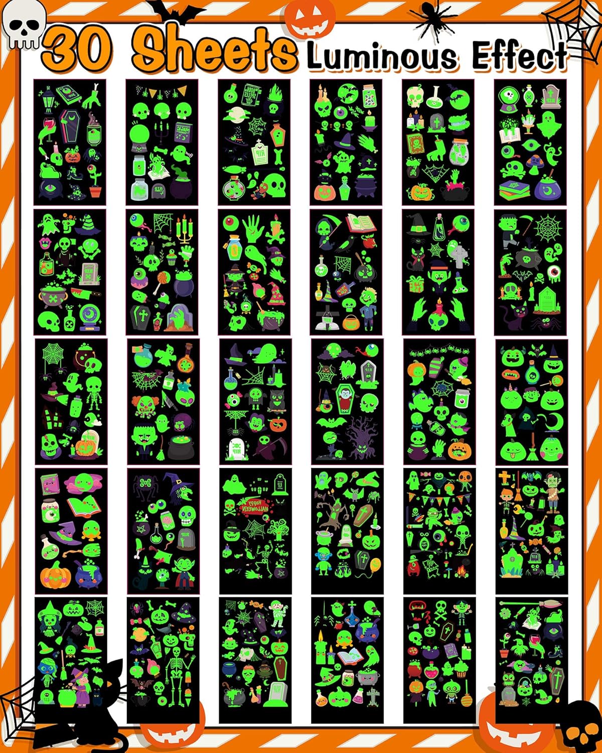 500 Styles Luminous Halloween Temporary Tattoos for Kids