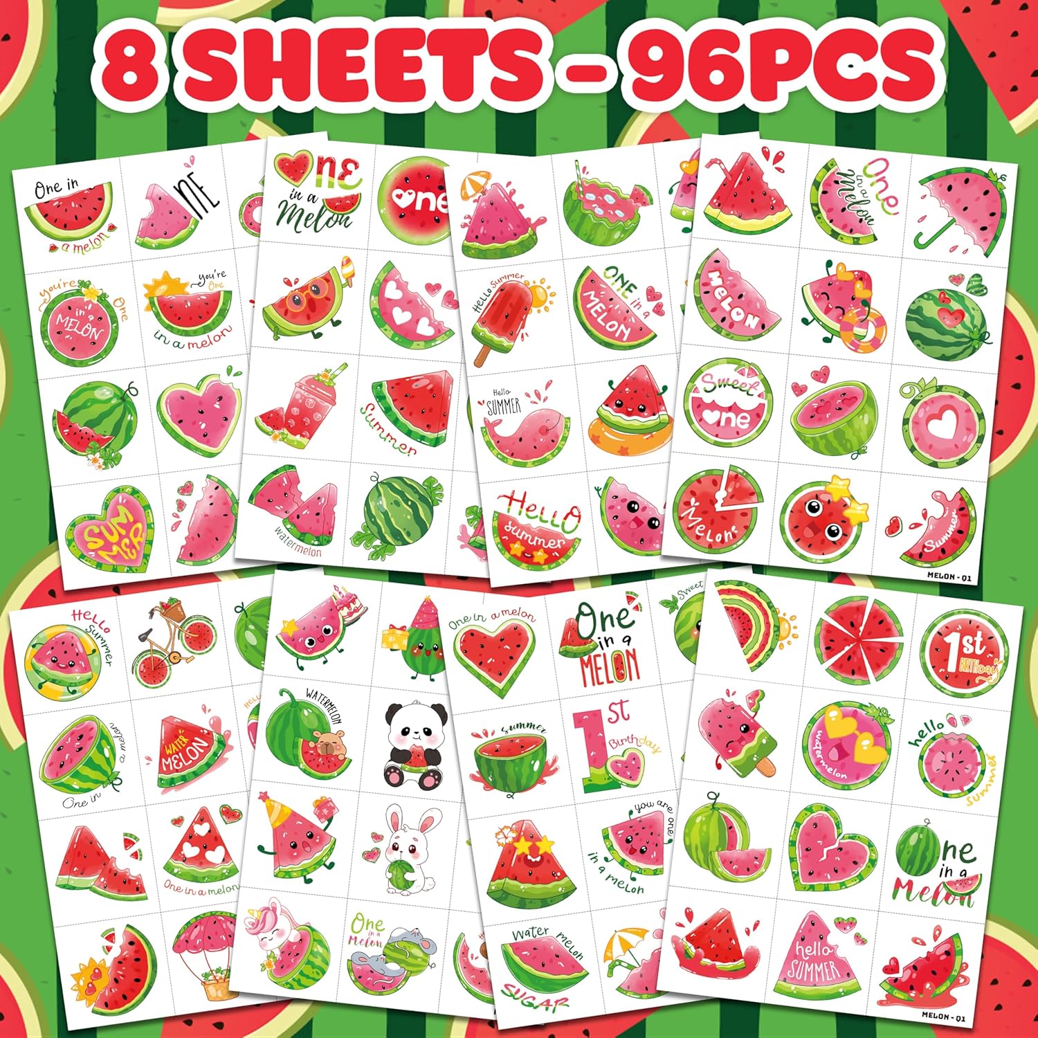 96PCS Watermelon Temporary Tattoos for Kids