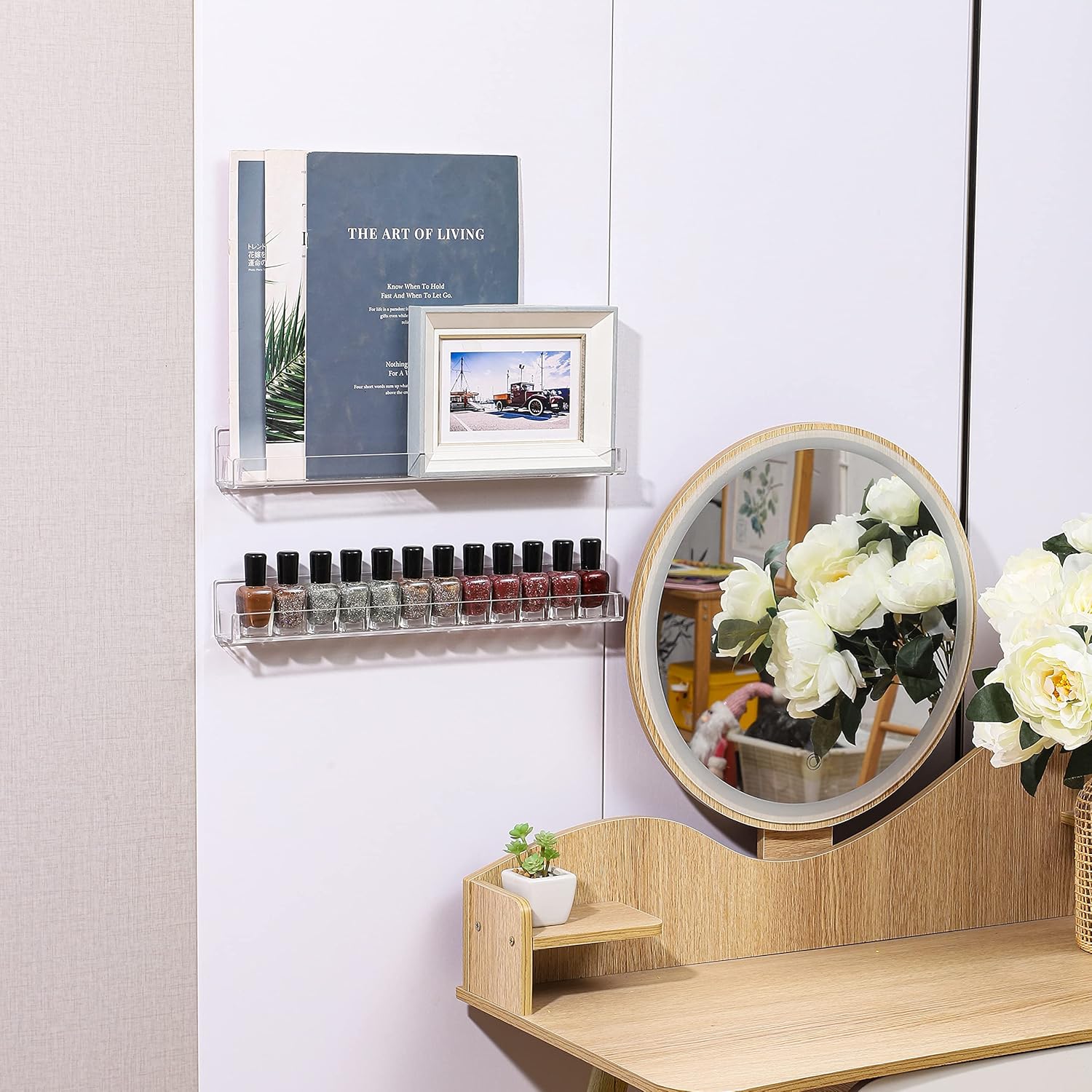 6 Pack Clear Nail Polish Rack Wall Mount Organizer