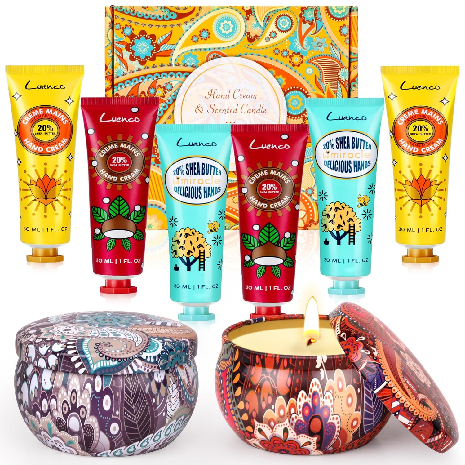 Scented Candle Hand Lotion Gift Set for Women