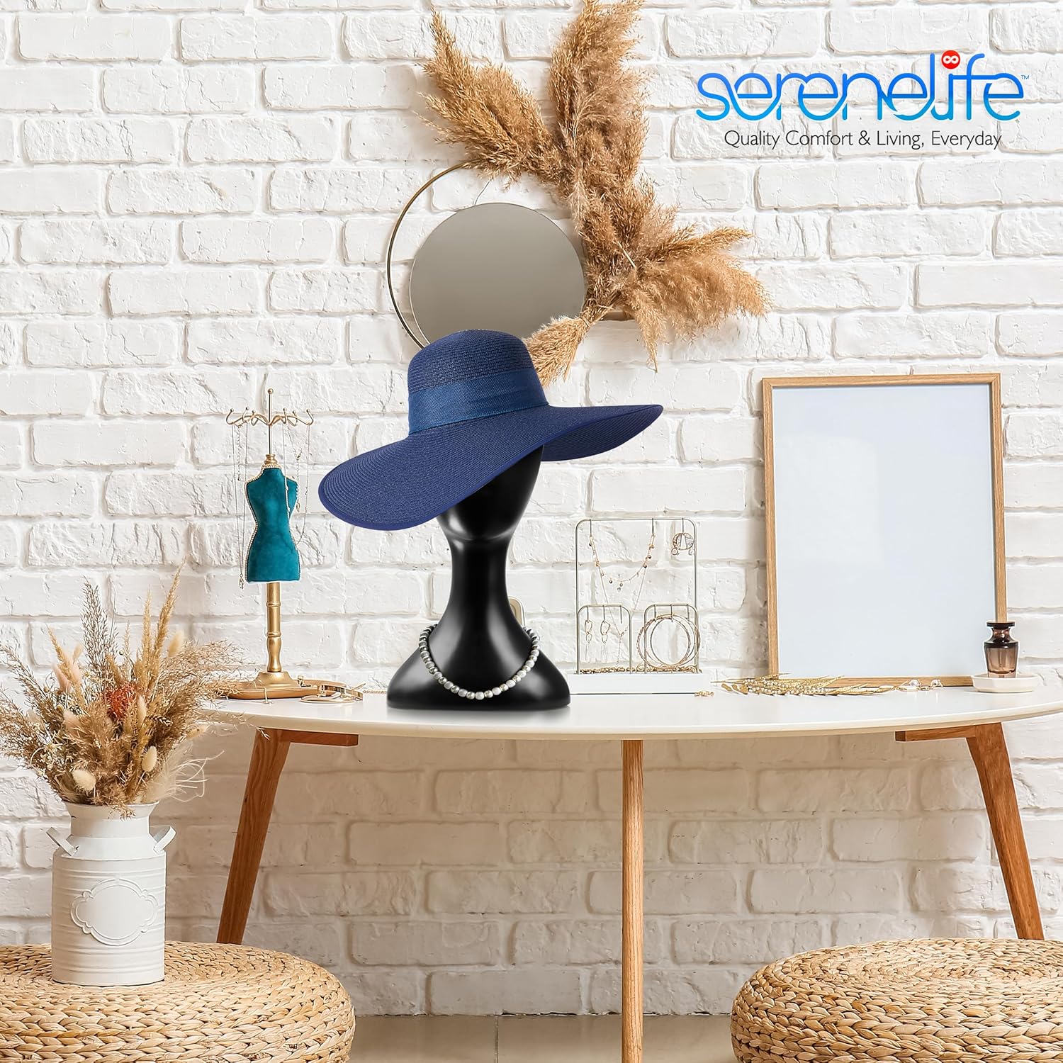 SereneLife Professional Female Mannequin Head Display Stand