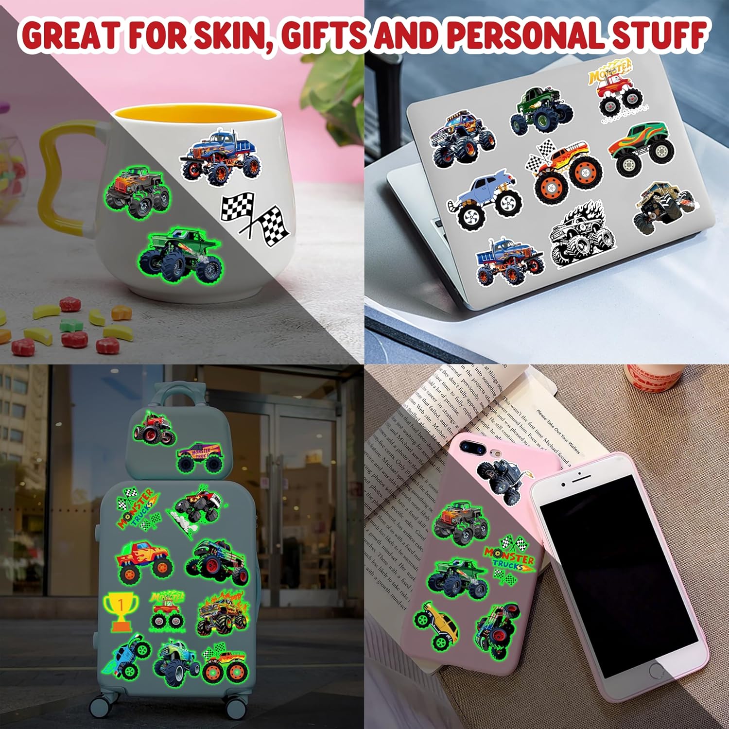 96PCS Monster Truck Temporary Tattoos for Kids