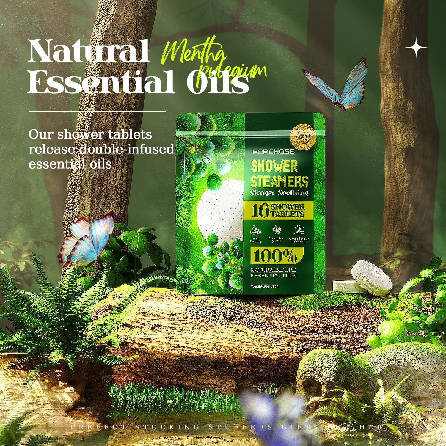 POPCHOSE 16 Pack Eucalyptus Shower Steamers for Relaxation and Natural Relief