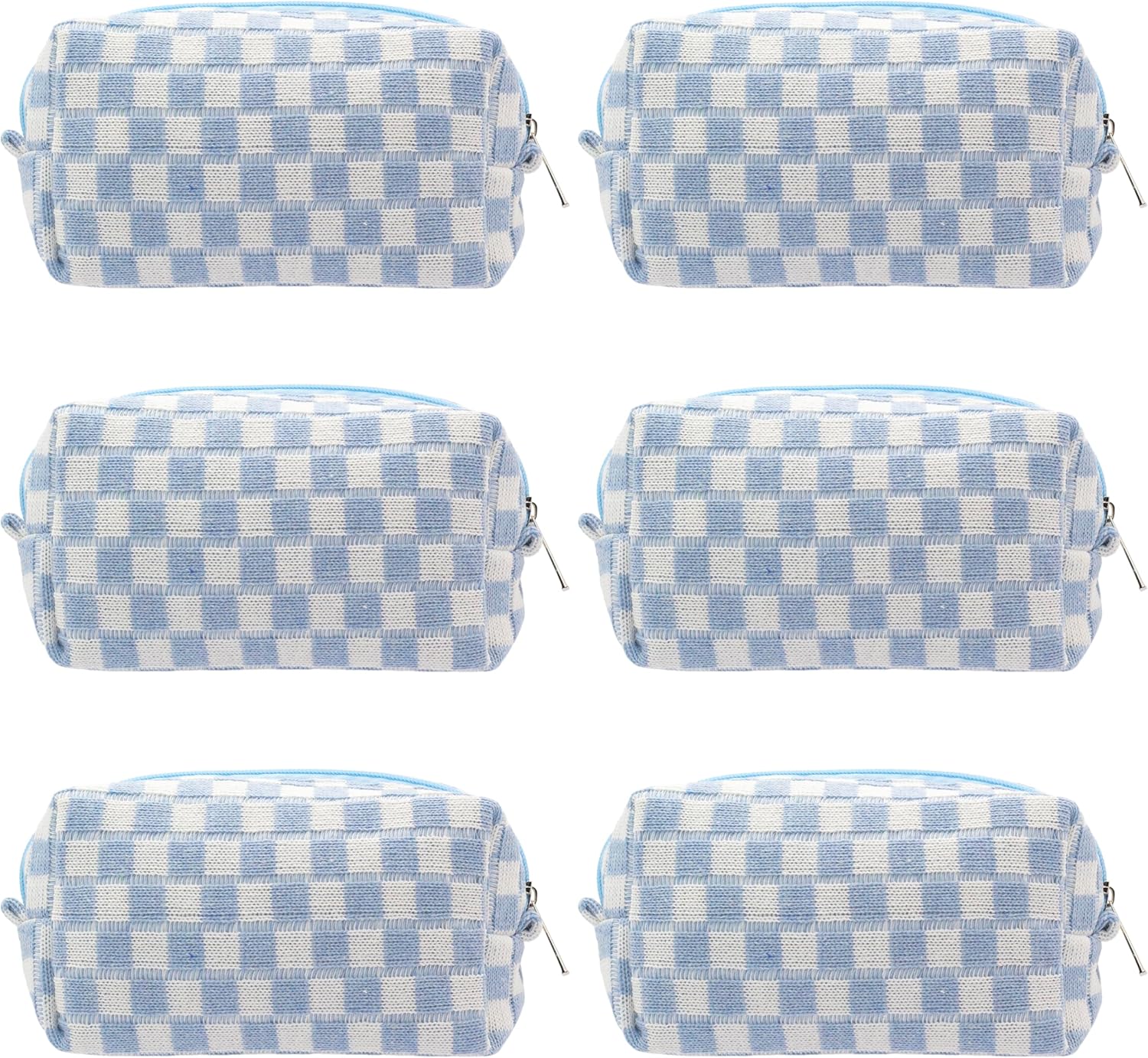 PAZIMIIK Checkered Cosmetic Bag Set for Travel 6PCS Blue