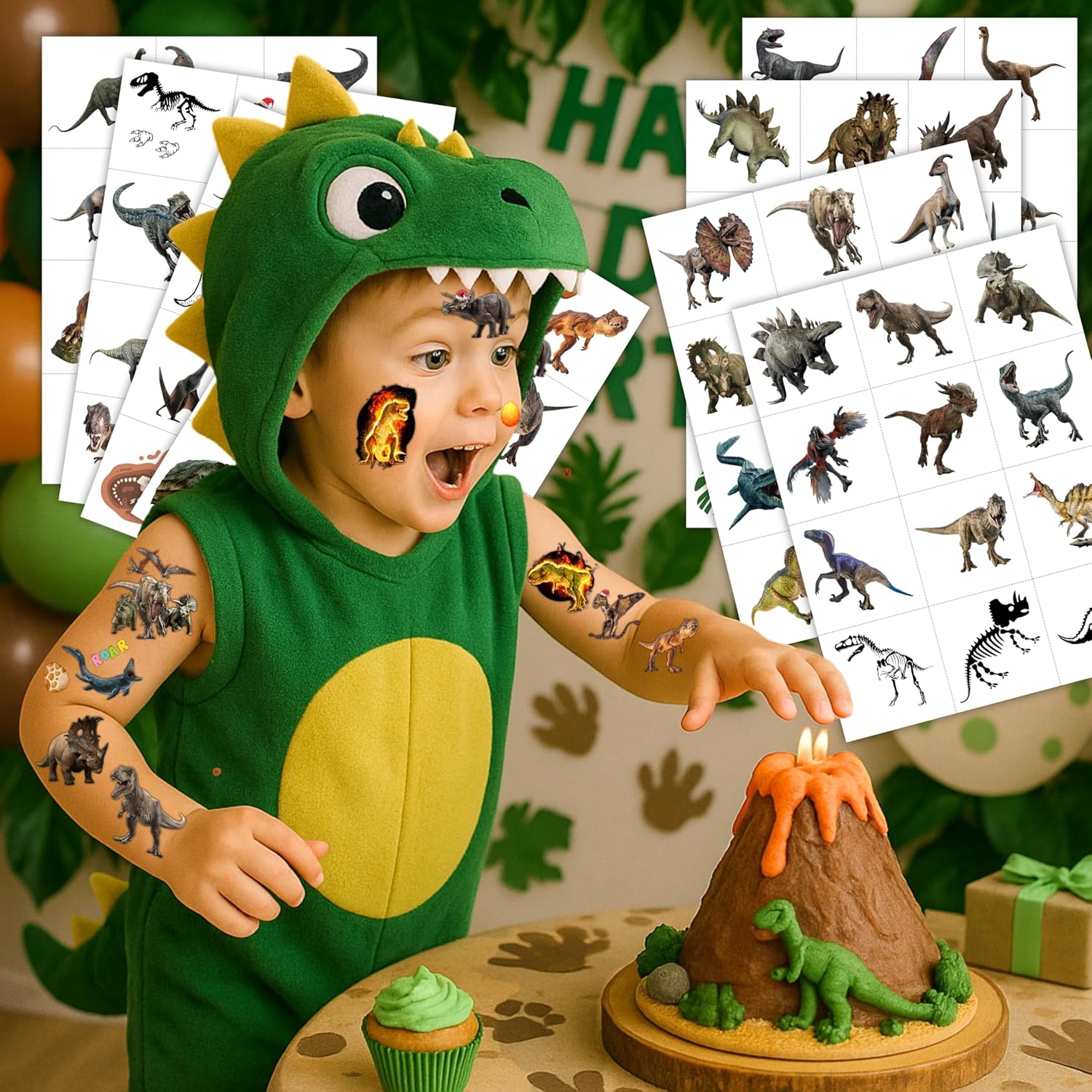 96PCS Dinosaur 3D Temporary Tattoos Stickers