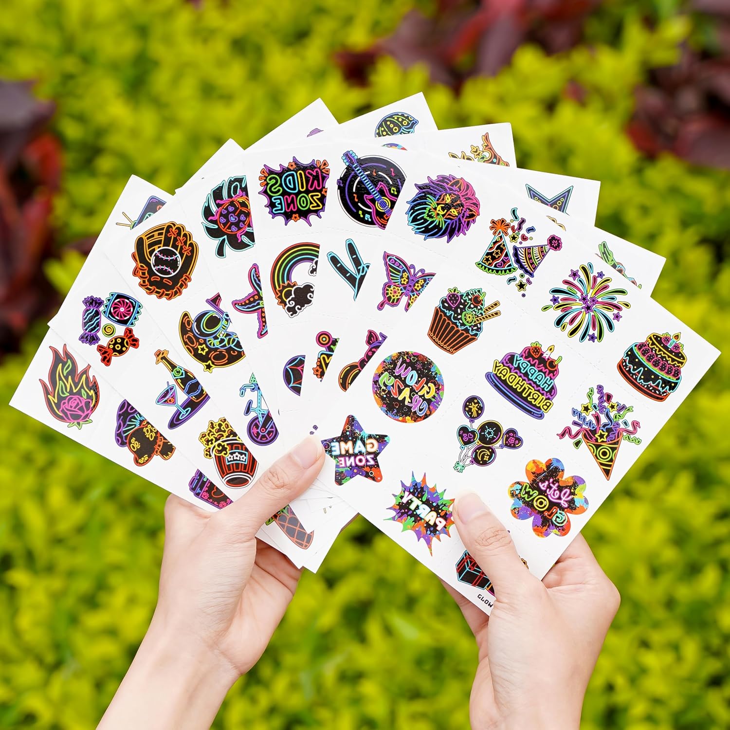96 PCS Neon Glow In The Dark Temporary Tattoos for Kids