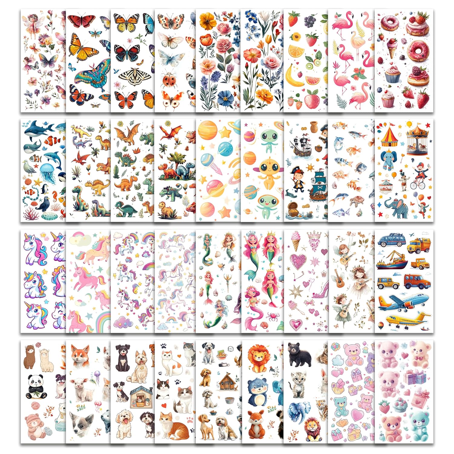 Keikihipa 350 Temporary Tattoos for Kids Set