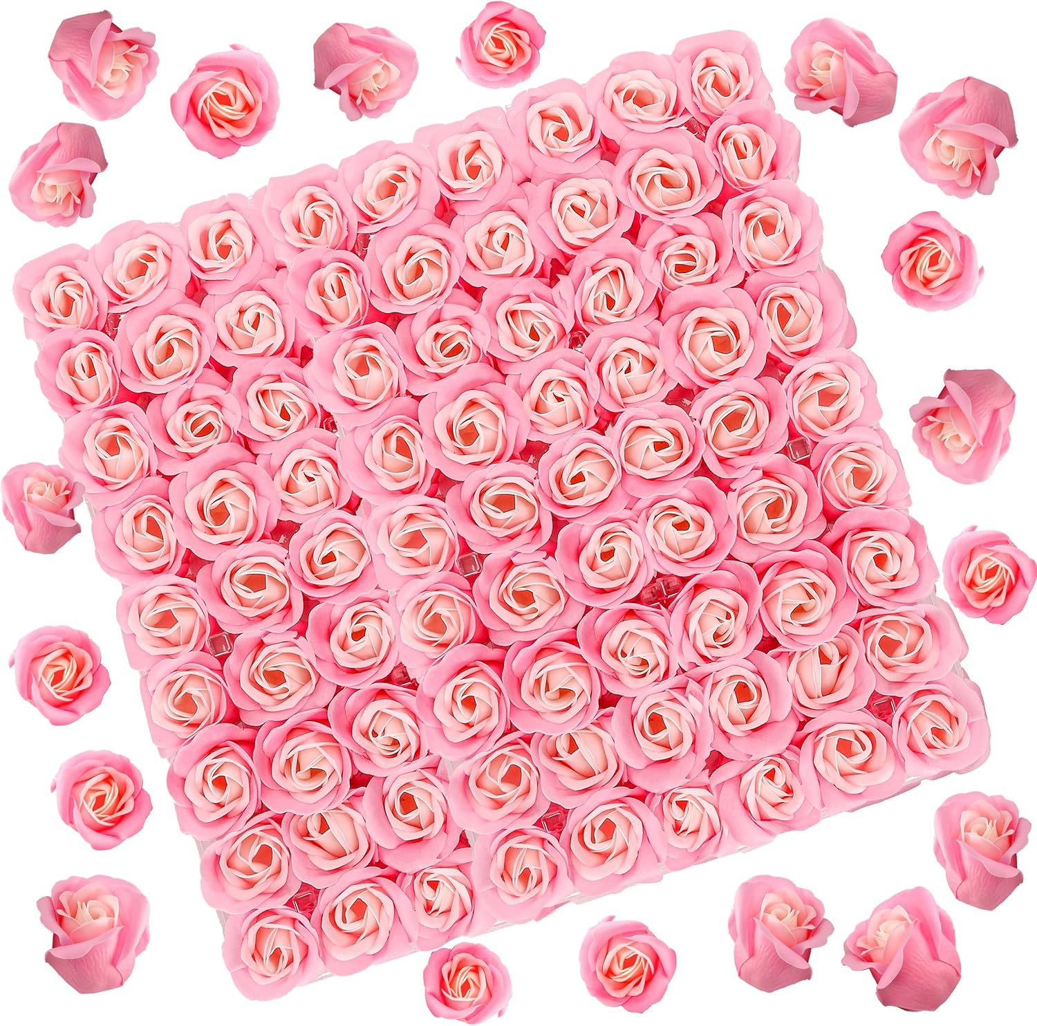81PCS Scented Soap Roses Pink Floral Bath Petals Bouquet