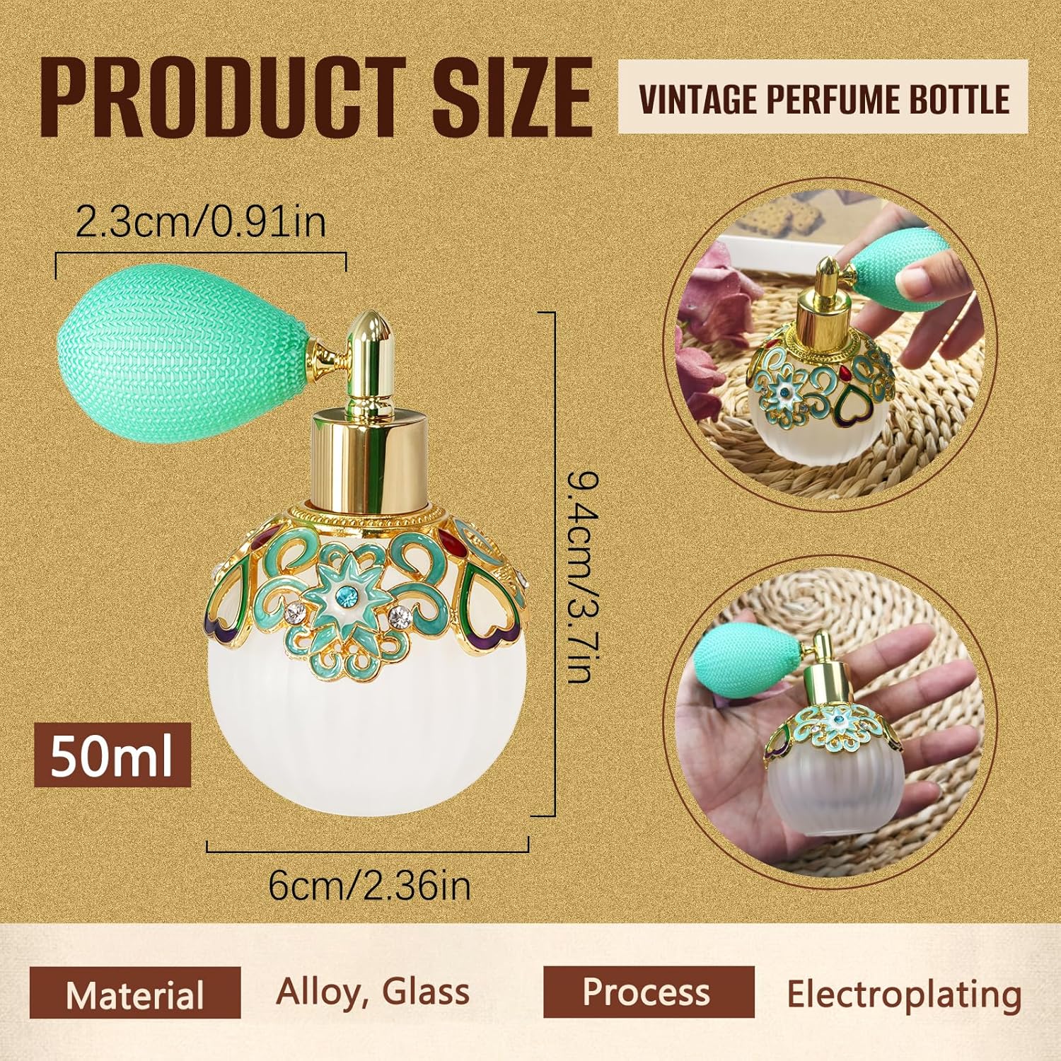Small Vintage Perfume Bottle 50ml Refillable Atomizer