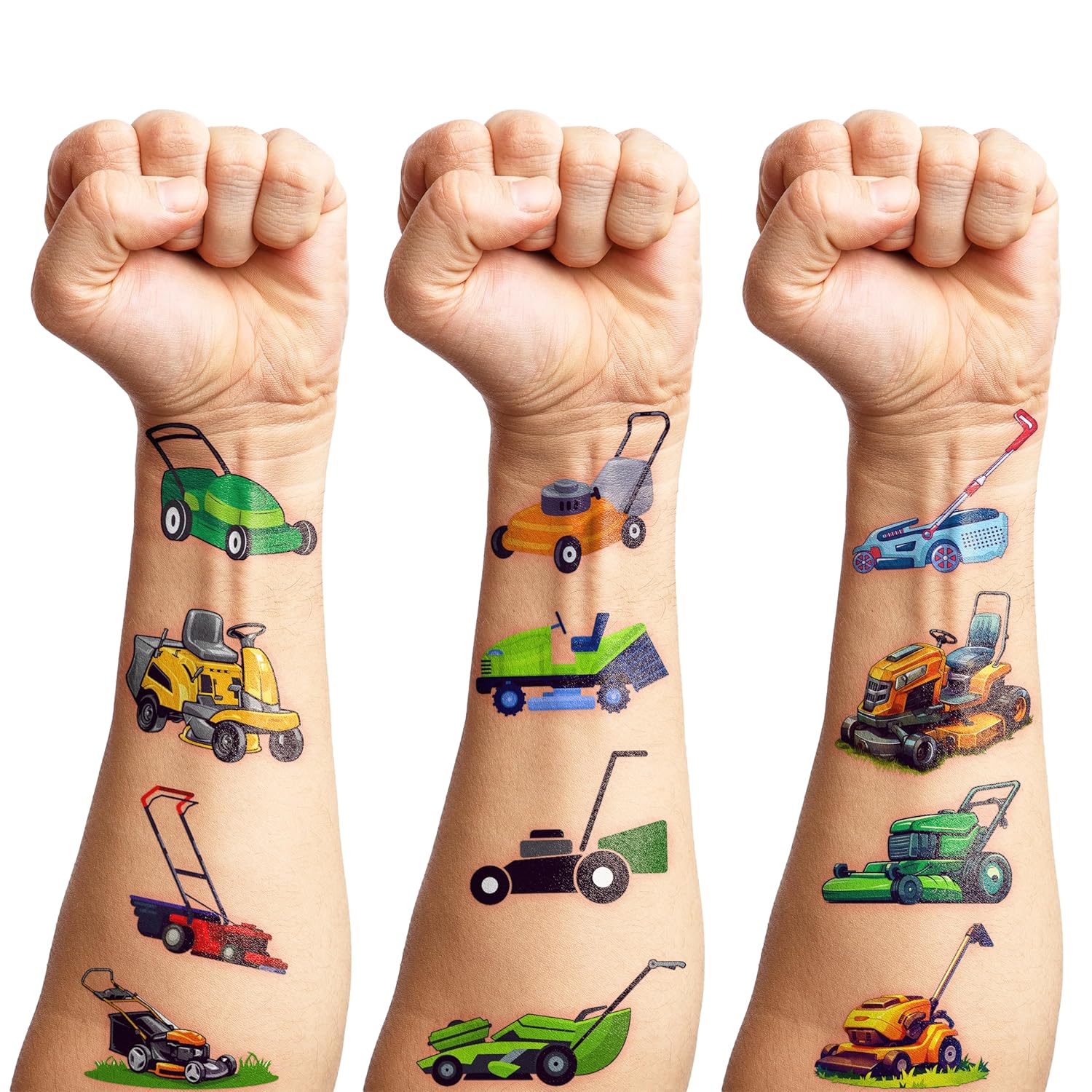 100 PCS Lawn Mower Temporary Tattoos for Kids