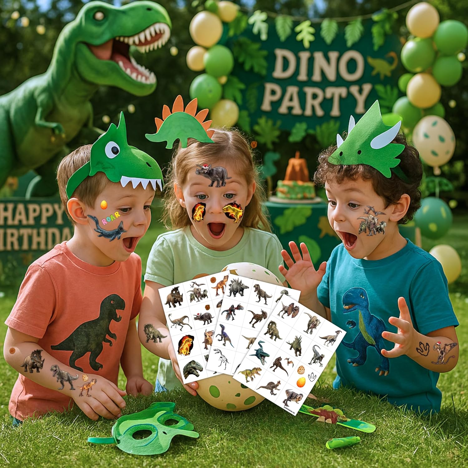 96PCS Dinosaur 3D Temporary Tattoos Stickers