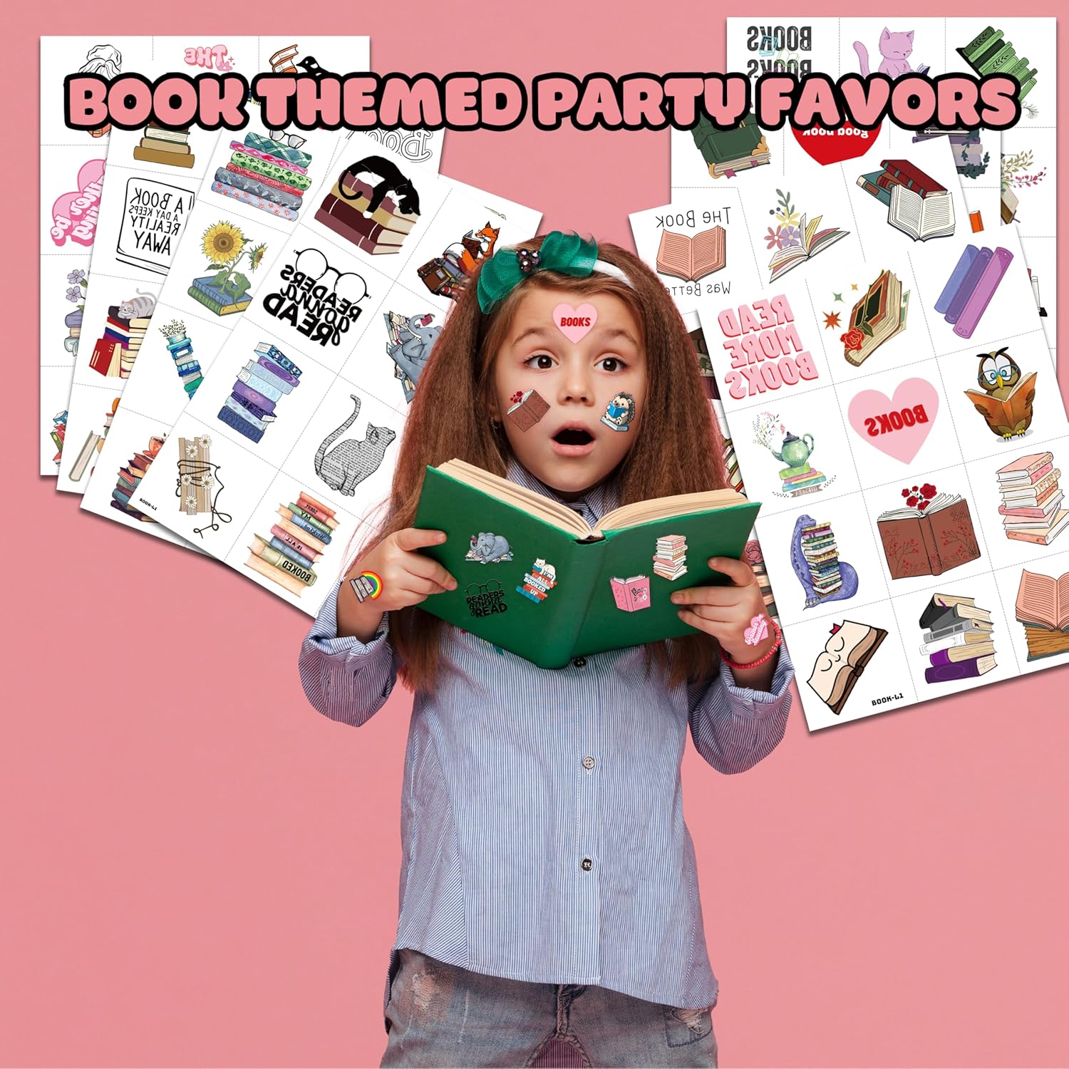 96 Pcs Book Themed Temporary Tattoos Sticker Sheet Set