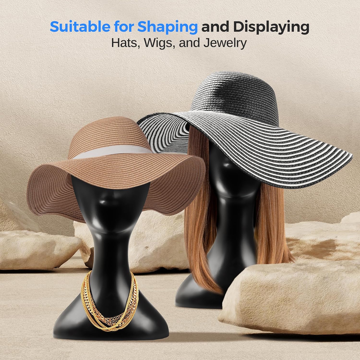 SereneLife Professional Female Mannequin Head Display Stand