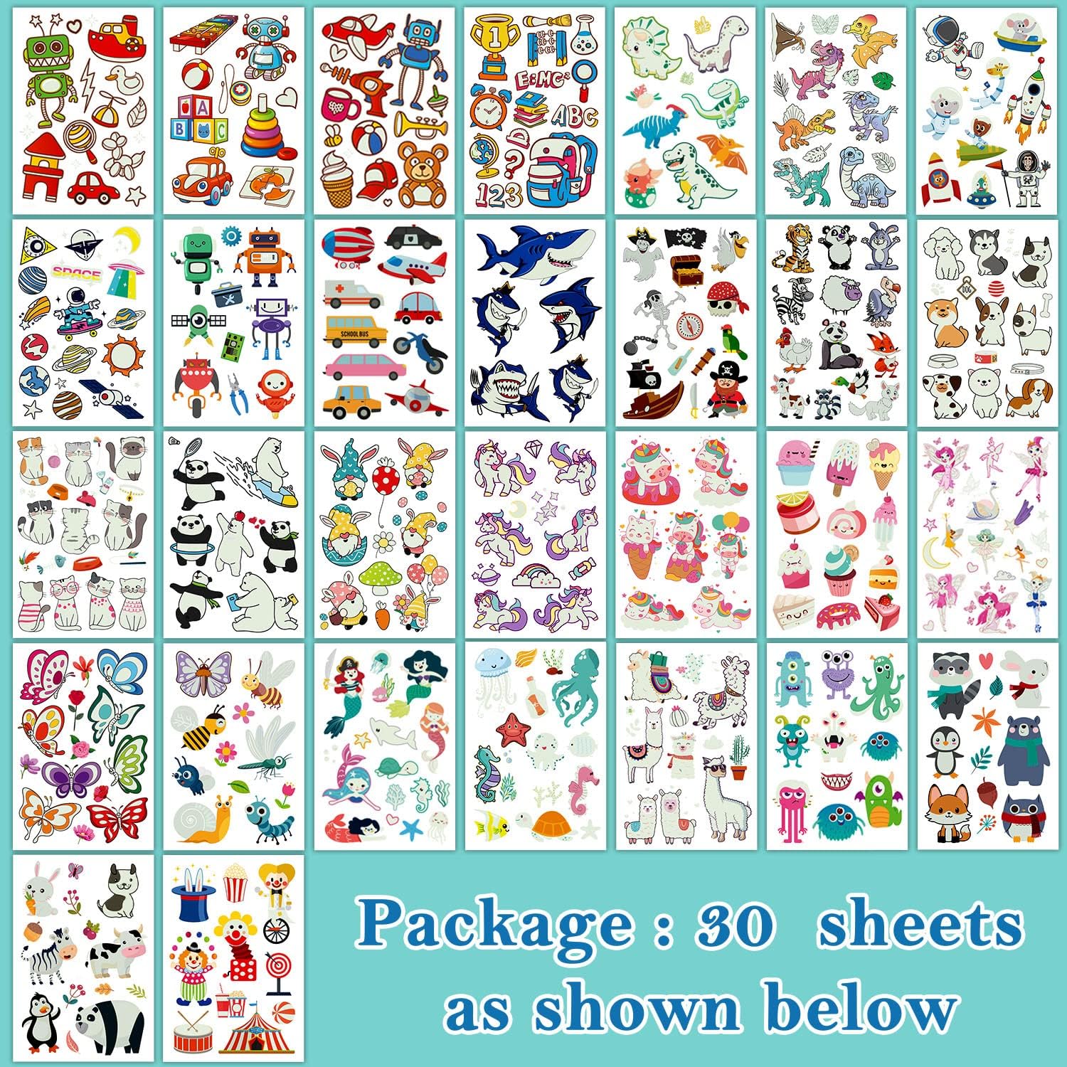 Partywind 380 Styles Luminous Temporary Tattoos for Kids